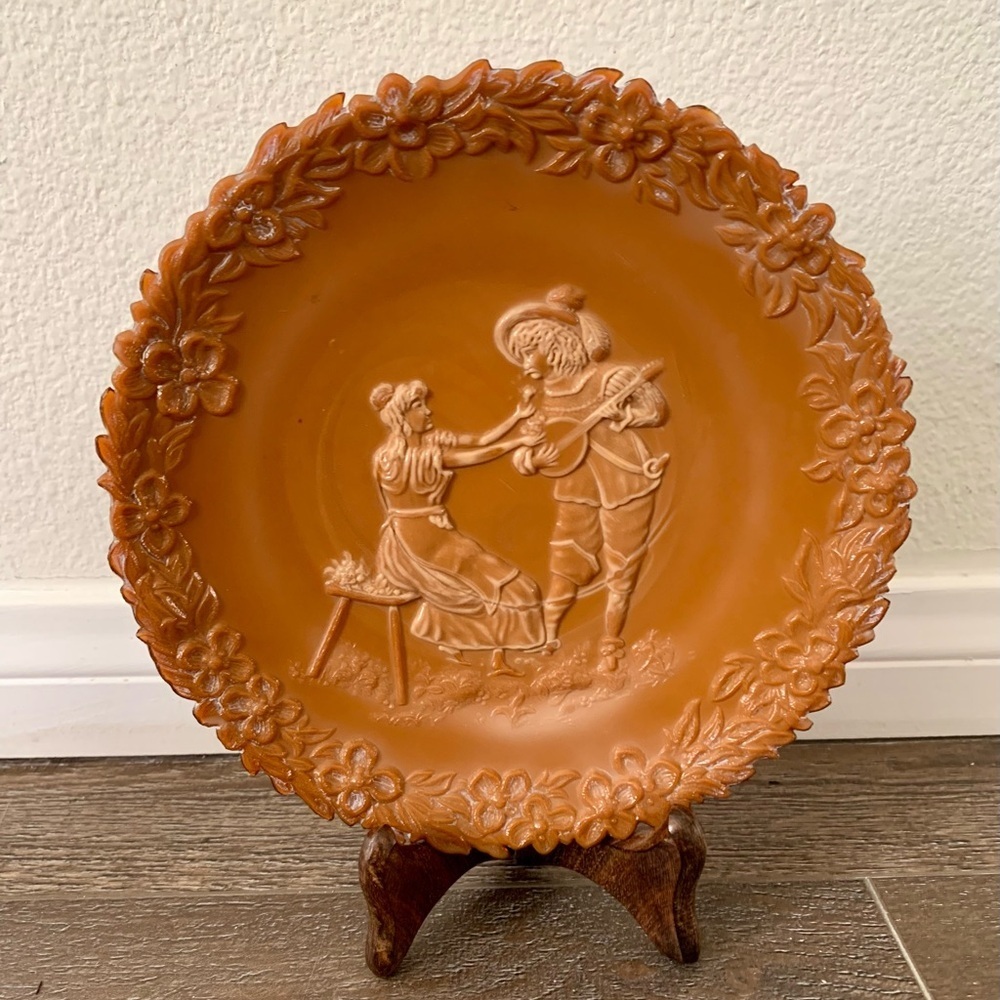 Vintage McKee Serenade Chocolate Brown Glass Plate 8 Inch